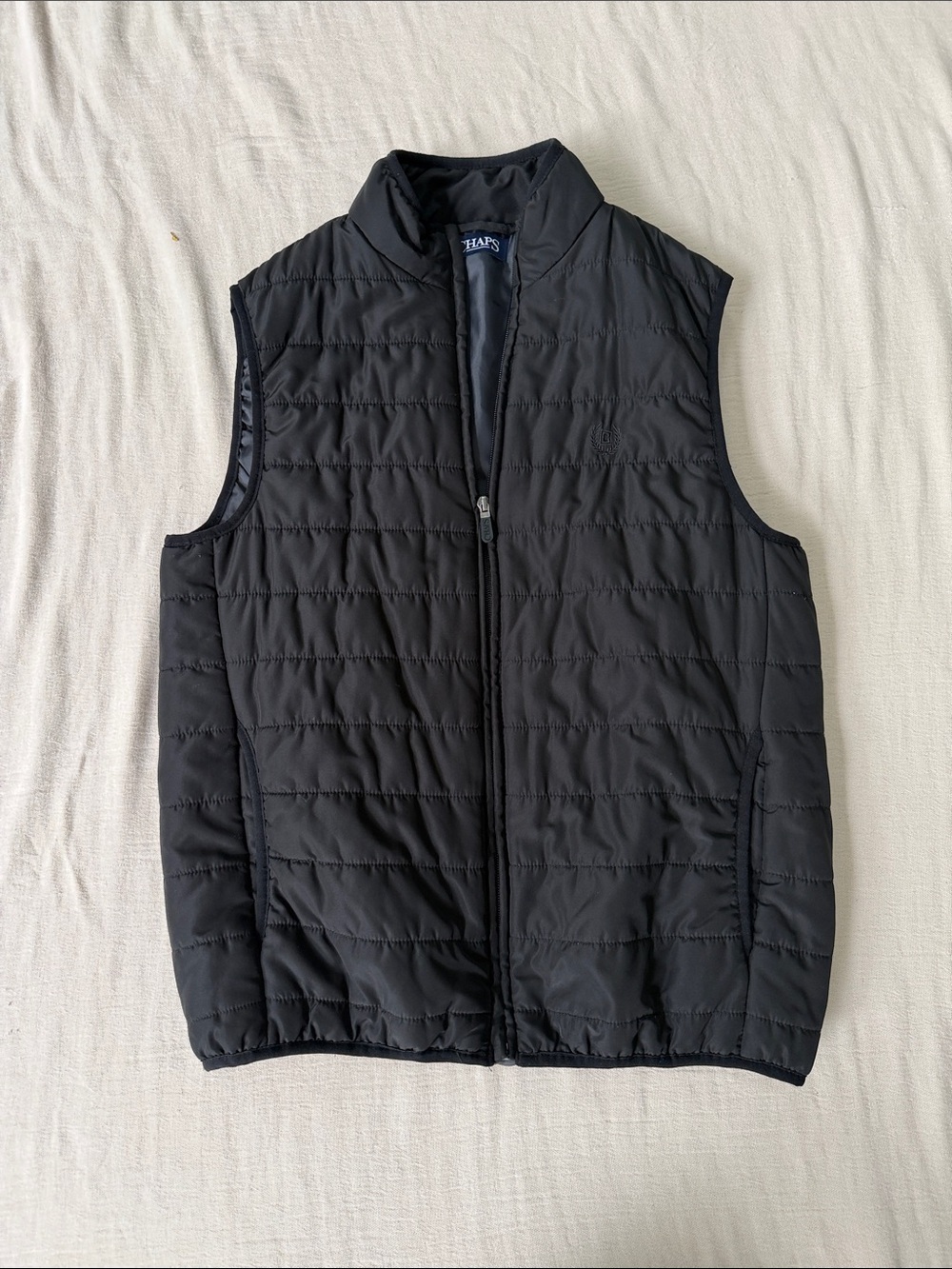 Chaps Men’s Small Black Quilted Puffer Vest Full Zip